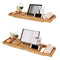 HOMFA Bamboo Bathtub Tray Bath Table Adjustable Caddy Tray with Extending Sides, Cellphone Tray and Wineglass Holder