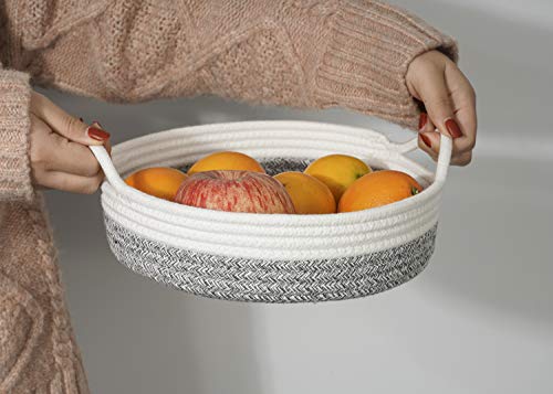 Goodpick 2pack Cotton Rope Basket - Woven Storage Basket - 9.8" x 8.7" x 2.8" Small Rope Baskets for Kids Home Decor Toy Basket Organizer - Desk Basket Containers for Jewellery, Keys - Hemp Rope Bowl