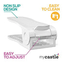 MYCASTLE 10-Pack Stacker Double Rack Storage with Extra-Thick Perfectly Balanced Organizer Slot, The Ultimate Shoe Space Saver for High Heels & Shoes, White
