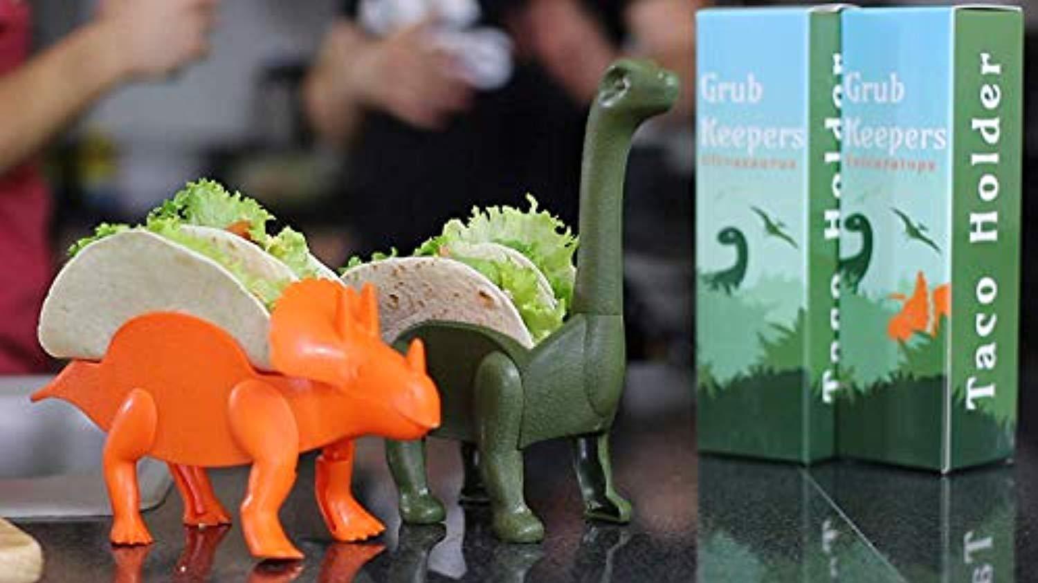 GrubKeepers by Penko Dinosaur Taco Holder Stand - Ultrasaurus (Holds 2 Tacos!) - Perfect Gift for Taco Lovers Kids or Adults Fun Kitchen Accessory Tacosaurus Taco Holder for kids