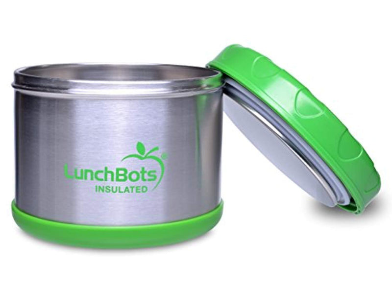 LunchBots Thermal 16 oz. All Stainless Steel Interior - Insulated Food Container Stays Warm for up to 5 Hours or Cold for 10 Hours - Leak Proof Soup Jar for Portable Convenience - Lime Green