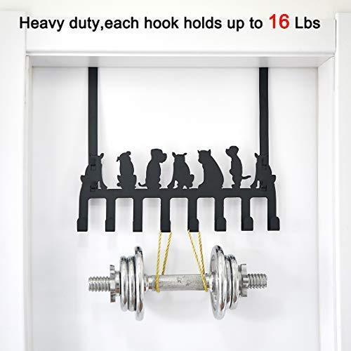 Wintek Over the Door Hook Hanger, Heavy Duty Organizer Rack for Towel, Hat,Hoodies,Coat , Cloth,Bag - 8 Hooks (Black)