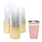 PRESTEE  DRINKET Gold Plastic Cups 14 oz Clear Plastic Cups / Tumblers Fancy Plastic Wedding Cups With Gold Rim 50 Ct Disposable For Party Holiday and Occasions SUPER VALUE PACK