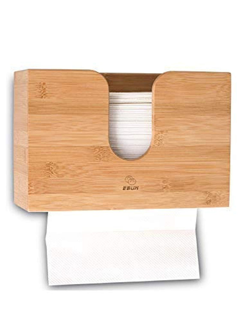 Paper Towel Dispenser Bamboo, Paper Towel Holder Wall Mount & Countertop Toilet Paper Dispenser For Kitchen And Restroom Decor - Holds Multifold Paper Towel, C Fold, Trifold Hand Tissue Napkin