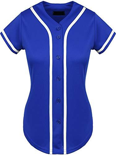 Hat and Beyond Womens Baseball Button Down Tee Short Sleeve Softball Jersey Active Shirts Made in USA