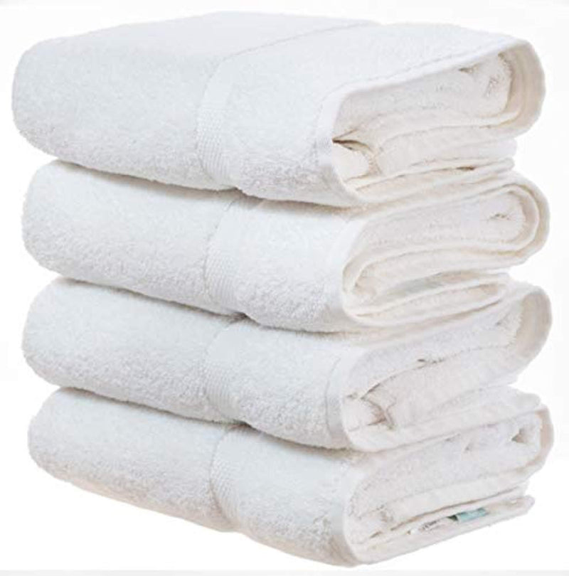 Luxury Bath Towels for Bathroom-Hotel-Spa-Kitchen-Set - Circlet Egyptian Cotton - Highly Absorbent Hotel Quality Towels - Bulk Set of 4-27x54 Inch (White, 4)