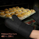 KES Kitchen Oven Mitts Set, Oven Mitts and Pot Holders, Heat Resistant with Quilted Cotton Lining, Non-Slip Surface 4 Pieces for Cooking, Baking, Grilling, Barbecue (Gray)