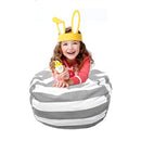 Extra Large Stuffed Animals Storage Bean Bag Cover Cotton Canvas Toy Organizer Great Solution for Blankets Towel Toys Clothes with Long Zipper Grey Striped (38''Bean Bag)