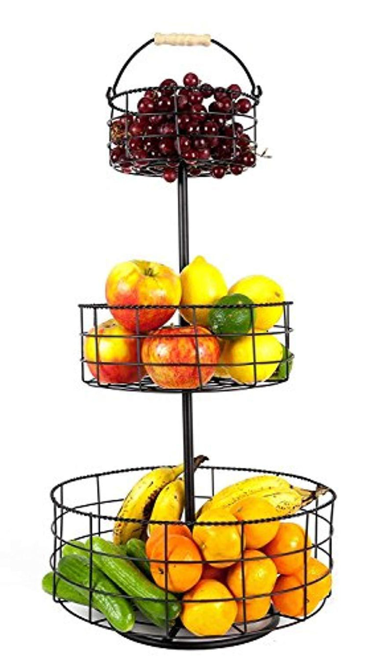 Useful UH-FB206 3 Tier Decorative Wire Fruit Basket Countertop Stand