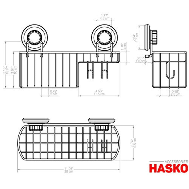 HASKO accessories - Powerful Vacuum Suction Cup Shower Caddy Basket for Shampoo - Combo Organizer Basket with Soap Holder and Hooks - Stainless Steel Holder for Bathroom Storage (Bronze)