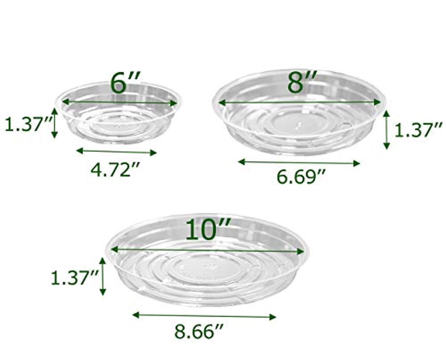 TRUEDAYS 15 Pack(6 inch/8inch/10inch) Clear Plant Saucers Flower Pot Tray Excellent for Indoor & Outdoor Plants