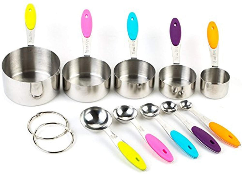 Bekith Stainless Steel Measuring Cups and Spoons Set, 10 Piece