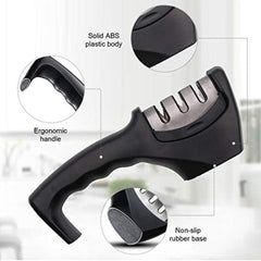 Knife Sharpener, Kitchen Knife Sharpener, 3-Stage Profession Knife Sharpening Tool, Helps Repair, Restore and Polish Blades, Ergonomic Design and Safe to Use