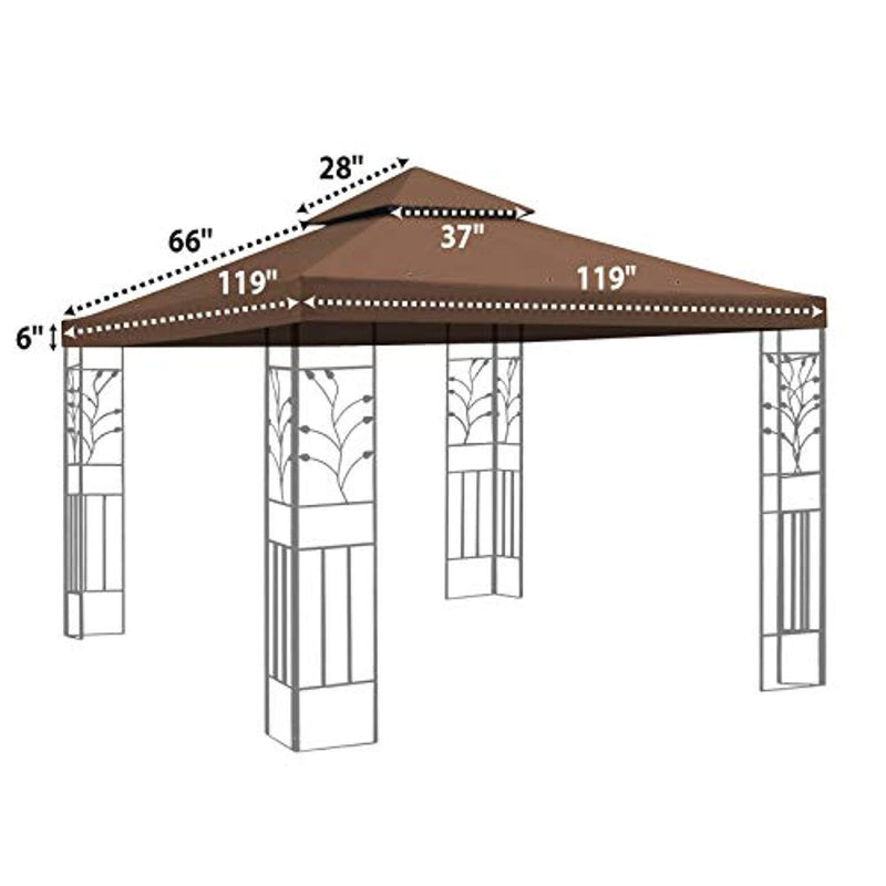 BenefitUSA Brown Double Tier Replacement 10'X10'Gazebo Canopy top Patio Pavilion Cover Sunshade plyester