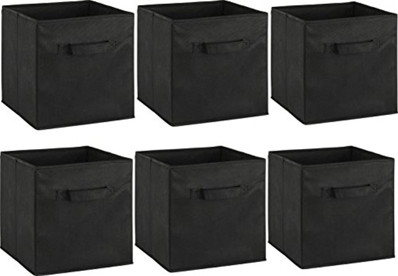 KaryHome  6 Pack - SimpleHouseware Foldable Cube Storage Bin, Black