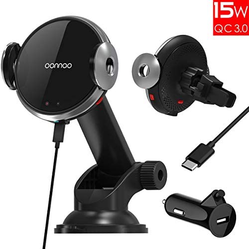 15W Fast Wireless Car Charger Mount - Qi Wireless Charging Car Mount with Infrared Auto-Clamping.Windshield/Air Vent Phone Holder.Quick Charging for iPhone 11/Pro/MAX/XS/XR/X/8/Plus Samsung S10/S10+