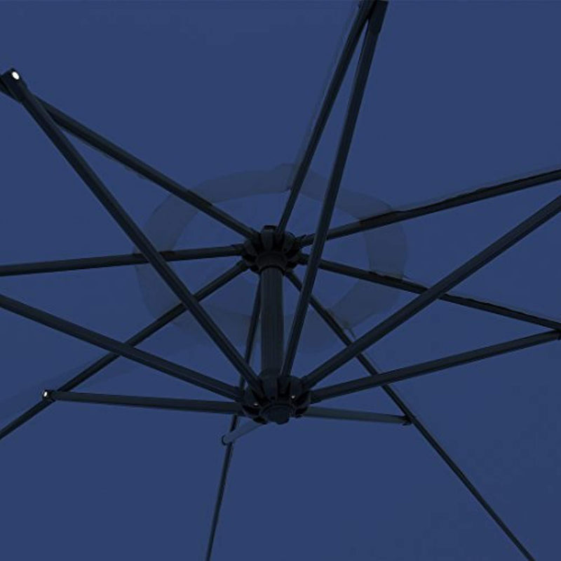 UHINOOS  10 ft Offset Cantilever Patio Umbrella Outdoor Market Hanging Umbrellas & Crank with Cross Base and Umbrella Cover, 8 ribs (Navy Blue)