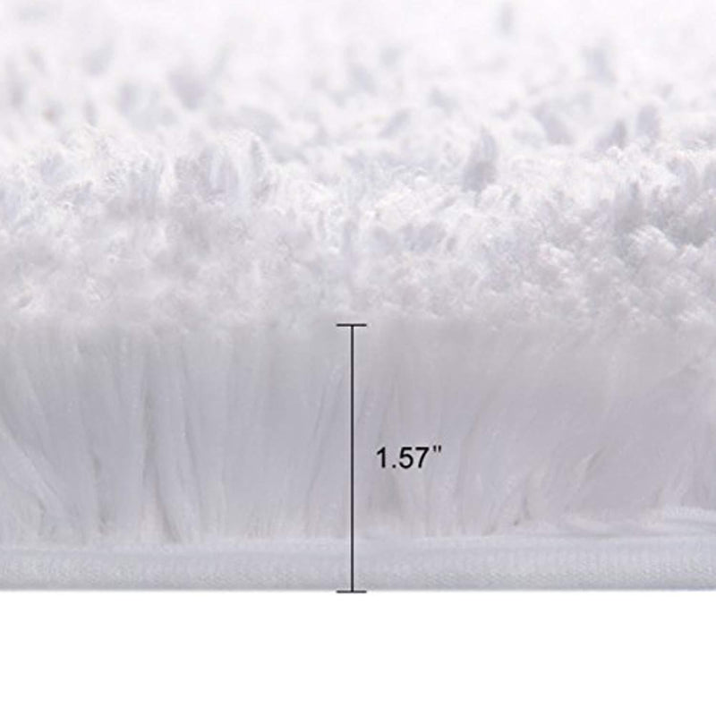 Norcho 31" x 19" Soft Shaggy Bath Mat Non-slip Rubber Bath Rug Luxury Microfiber Bathroom Floor Mats Water Absorbent White