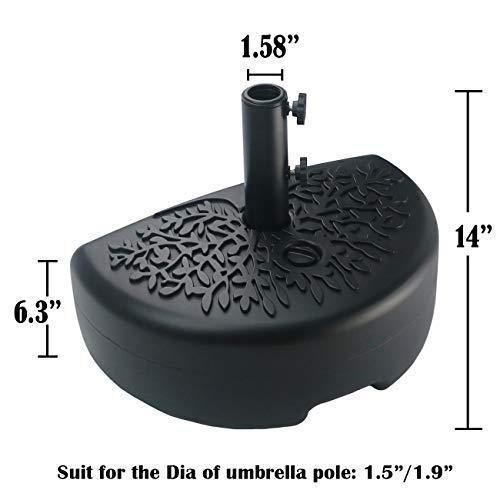 Sunnyglade 40 lb Half Moon Shaped Water Filled Umbrella Base Patio Umbrella Stand (Black)