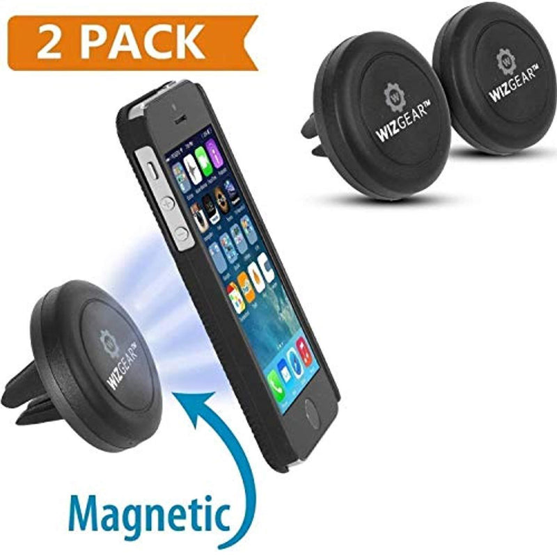 Magnetic Mount, WizGear [2 Pack] Universal Air Vent Magnetic Car Mount Phone Holder, for Cell Phones and Mini Tablets with Fast Swift-Snap Technology, with 4 Metal Plates