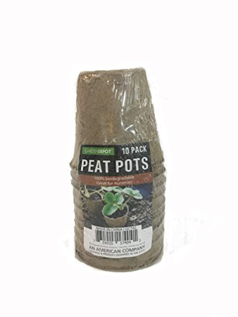 Peat Pots - Set 10 Pcs - Eco Friendly Biodegradable - Deep Round Peat Pots - Lightweight and Practical - Effortless Maintenance for Seeding and Planting