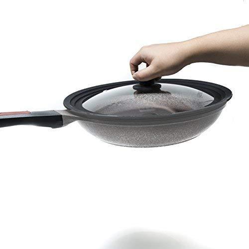 Alpha Living 60010 Universal Large Pots and Pans, Vented Tempered Glass-Graduated Lid Fits 11 inch, 11.5 inch, 12 inch Cookware