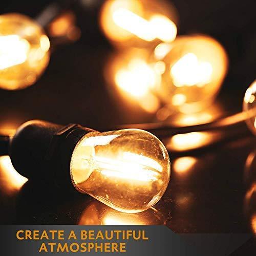 TWINSLUXES LED Patio Lights String 48FT With 2W x 24 Vintage Bulbs - Edison String Lights Outdoor, E26 Sockets Hanging Outdoor Lights, Weatherproof Commercial String of Lights for Bistro, Café, Garden