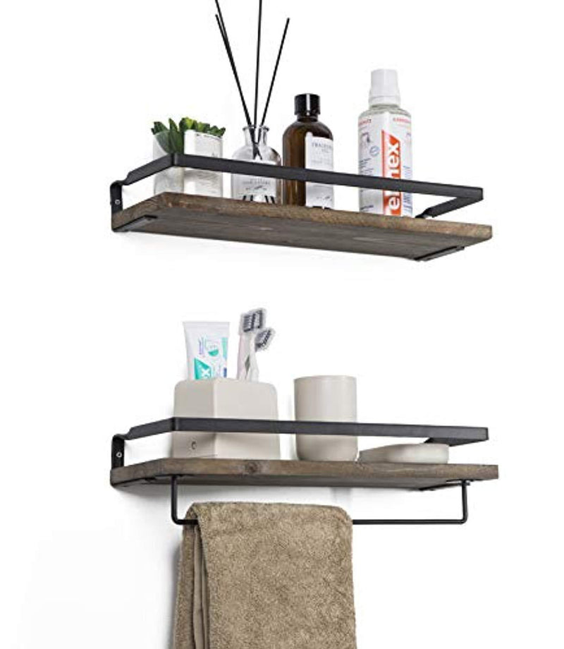 SODUKU Floating Shelves Wall Mounted Storage Shelves for Kitchen, Bathroom,Set of 2 Brown