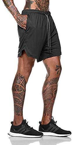 Malavita Men's Workout Running Shorts 2 in 1 with Zipper Pockets