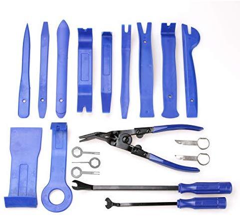 INSTACAN 19Pcs Trim Removal Tool,Car Panel Door Audio Trim Removal Tool Kit, Auto Clip Pliers Fastener Remover Pry Tool Set with Storage Bag