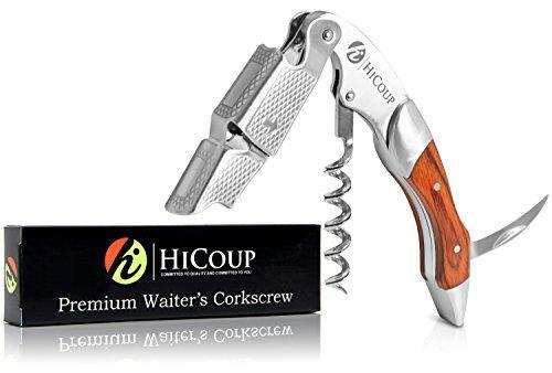 Professional Waiter’s Corkscrew by HiCoup – Bai Ying Wood Handle All-in-one Corkscrew, Bottle Opener and Foil Cutter, The Favored Choice of Sommeliers, Waiters and Bartenders Around The World