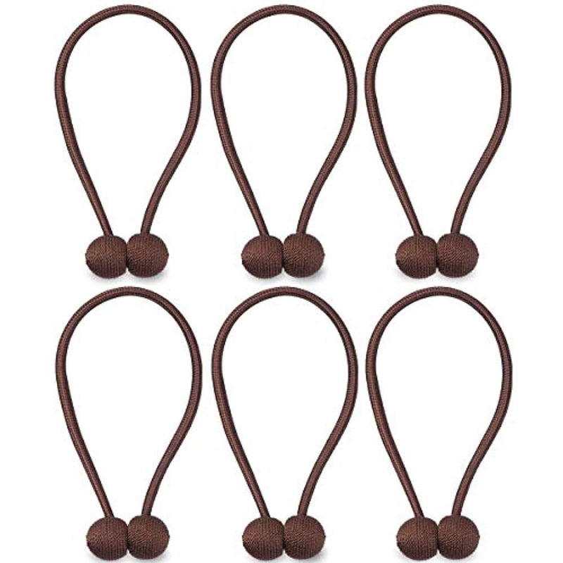 NZQXJXZ Curtain Tiebacks Magnetic, Drape Holders Holdbacks Decorative Weave Rope Clips Window Sheer Blackout Panels Home Office, Chocolate (Pack of 6)