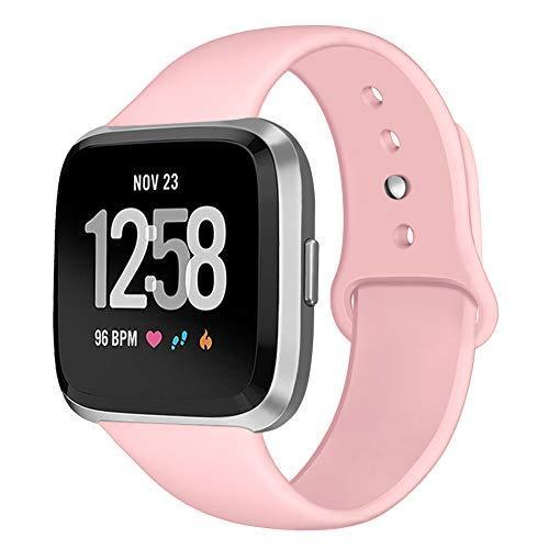 Kmasic Sport Band Compatible with Fitbit Versa/Fitbit Versa 2/Fitbit Versa Lite Edition, Soft Silicone Strap Replacement Wristband Versa Smart Fitness Watch, Large Small
