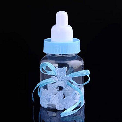 JZK 24 x Blue Favour Feeding Bottle Candy Bottle Party Favour Boxes Gift Box Bag for Favours, Sweets, Gifts & Jewelry for Children Baby Birthday Baby boy Baptism Shower Holy Communion Party