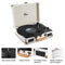 Vinyl Stereo White Record Player 3 Speed Portable Turntable Suitcase Built in 2 Speakers RCA Line Out AUX Headphone Jack PC Recorder