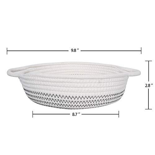 Goodpick 2pack Cotton Rope Basket - Woven Storage Basket - 9.8" x 8.7" x 2.8" Small Rope Baskets for Kids Home Decor Toy Basket Organizer - Desk Basket Containers for Jewellery, Keys - Hemp Rope Bowl