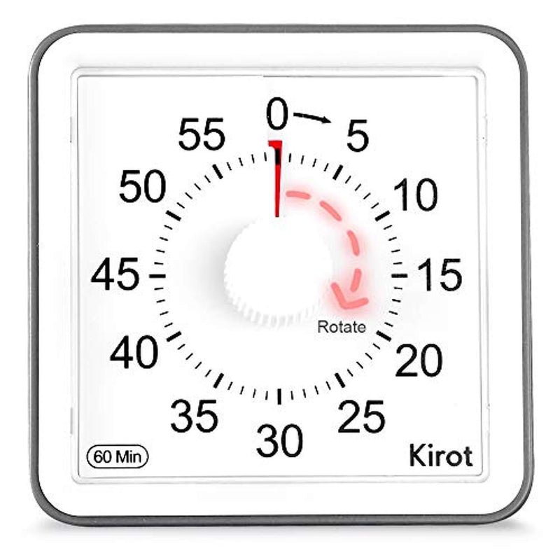 Kirot Visual Countdown Timer Electronic Digital Kitchen Timer, Reading Timer, Quiet Counting, Loud Alarm Sound 60 Minutes Limit Counter, For Classroom Teaching,Homework Games Cooking Office Meeting