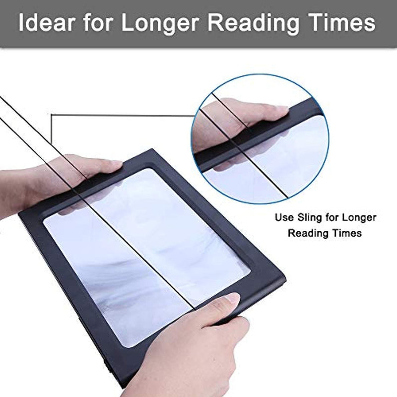 Magnifying Glass Hands-Free Large Rectangular Full-Page Magnifier LED Lighted Illuminated Foldable 3X Desktop Portable for Elder Kids