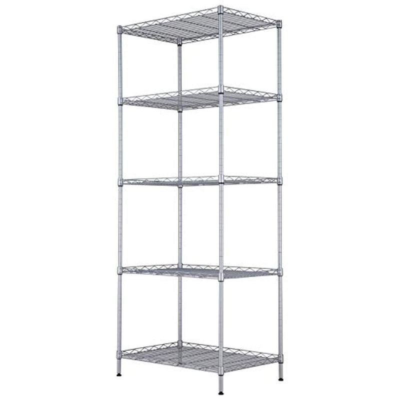 SINGAYE Storage Shelves 5 Tier Shelving Units Heavy Duty Metal Shelves Adjustable Garage Shelf Storage Rack Organizer, 23.6’’ W x 16’’ D x 59.1’’ H (Silver)