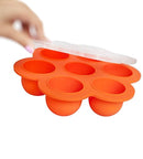 REDNOLIA Baby Food Freezer Tray with Spoon | Best Multiportion Silicone Food Storage Container for Homemade Baby Food Purees and BreastMilk | 7 x 2.5 OZ | BPA-Free | Orange