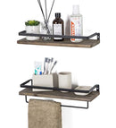 SODUKU Floating Shelves Wall Mounted Storage Shelves for Kitchen, Bathroom,Set of 2 Brown