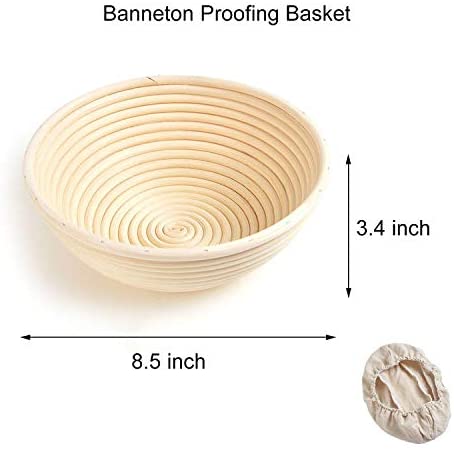 5" Round Banneton Proofing Basket,Natural Rattan Made,Brotform Dough Bowl for Small Bread Making,Home Bakers and Recipe Used,Rising Dough Baskets Set Includes Cloth Liner(2 Pcs) by XUANNIAO