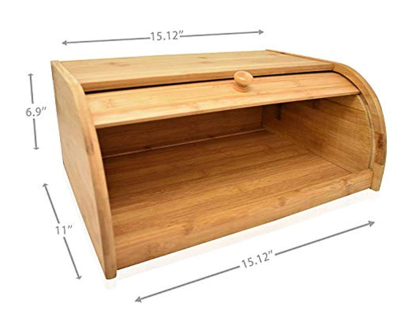 RoyalHouse Natural Bamboo Roll Top Bread Box Kitchen Food Storage - (Assembly Required)
