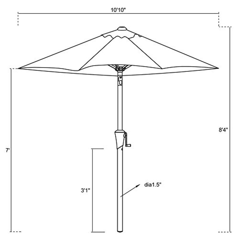 C-Hopetree 11' Patio Outdoor Market Umbrella with Crank Winder, Fiberglass Rib Tips, Push Button Tilt, Aqua Blue