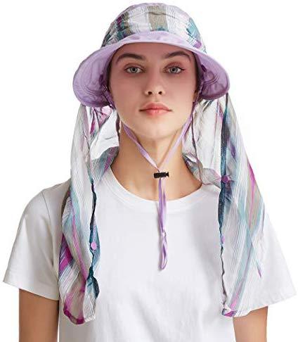 ICOLOR Sun Cap Sun Flap Hats Outdoor 360°Sun UPF 50+ Women Lady Wide Brim Cap Visor Hats UV Protection Summer Sun Hats