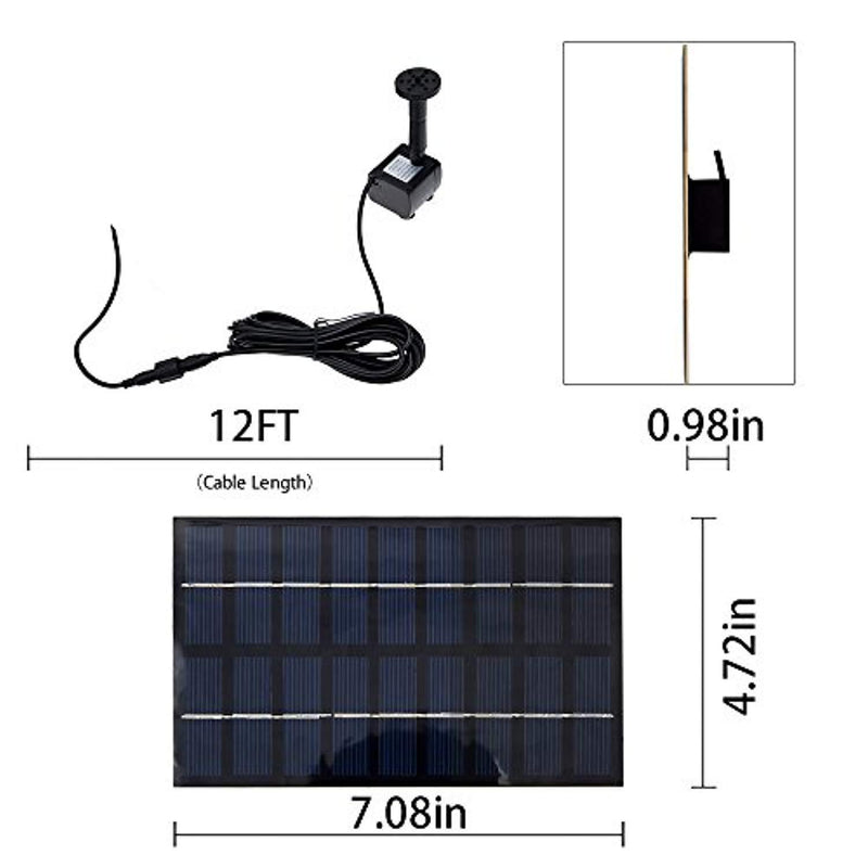 ROADTEC Solar Fountain Pump for Birdbath, 1.8W Solar Water Fountain Solar Powered Water Pump Kit for Small Pond Pool Fish Tank Garden