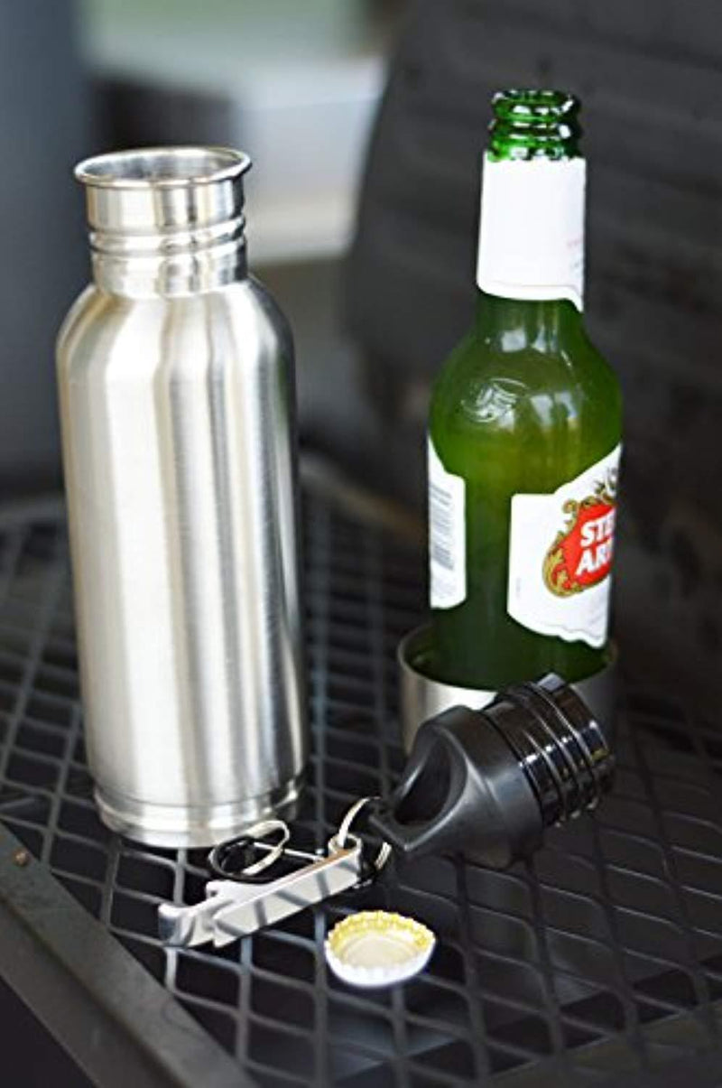 Stainless Steel Bottle - Best for Keeping Beverages Cold - Fits 12oz Bottles - Comes With Bottle Opener And Neoprene Carrying Case - Stainless Steel Bottle Insulator - Perfect Gift