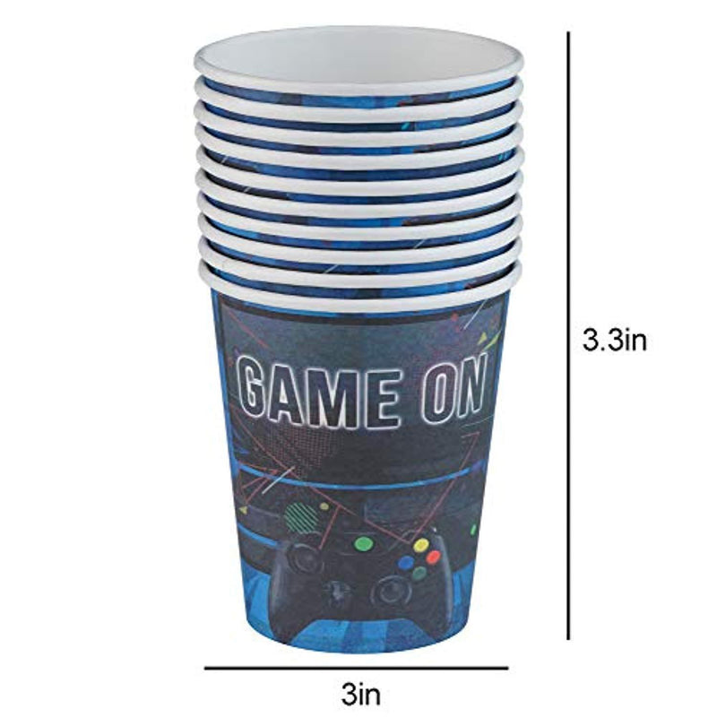 83 Piece Video Gaming Party Supplies Set Including Banner, Plates, Cups, Napkins, Tablecloth, X-Large Joy Stick Controller Balloon - Serves 20