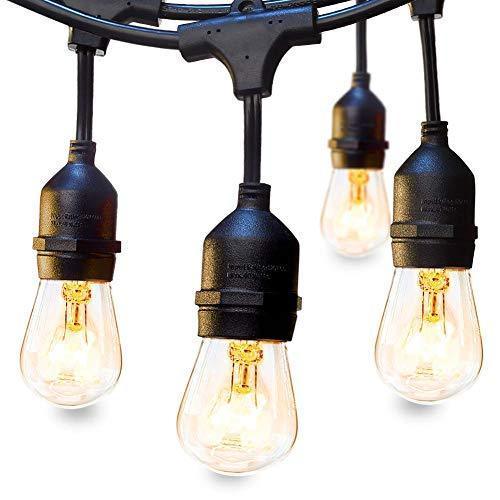 Infinite Cedar  2 Pack Outdoor String Lights with 16 Dimmable Edison Vintage Bulbs, UL Listed Heavy-Duty Decorative Café Patio Lights for Bistro Garden