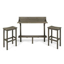 Great Deal Furniture Cassie Outdoor 3 Piece Grey Finish Acacia Wood Balcony Bar Set